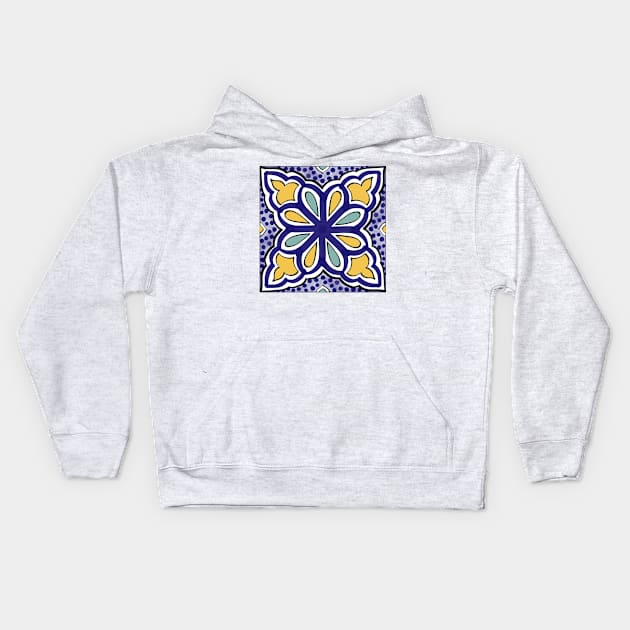 Geometric portuguese tile Kids Hoodie by Marta crokis